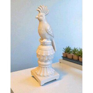 New Royal White Parrot On Perch Porcelain Sculpture Figurine Home Decor